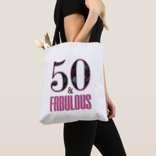 50 & Fabulous Pink Black Typografy 50 th Birthday Tasche (Von Nahem)