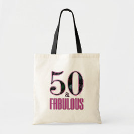 50 & Fabulous Pink Black Typografy 50 th Birthday Tragetasche
