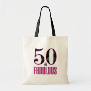 50 & Fabulous Pink Black Typografy 50 th Birthday Tragetasche