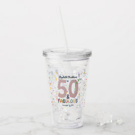 50 & Fabulous Pink Custom Fiftieth Birthday Party Acryltrinkbecher