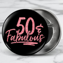 50 & Fabulous Pink Glitter 50th Birthday Sparkle