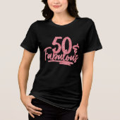 50 & Fabulous Pink Glitter 50th Birthday Sparkle Tri-Blend Shirt (Vorderseite)