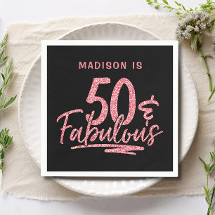 50 & Fabulous Pink Glitzer 50. Geburtstagsname Serviette