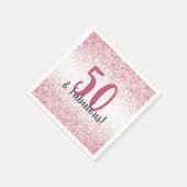 50 & Fabulous Pink Glitzer Confetti Geburtstag Serviette (Ecke)