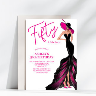 50 Fabulous Pink Kleid 50. Geburtstag Einladung