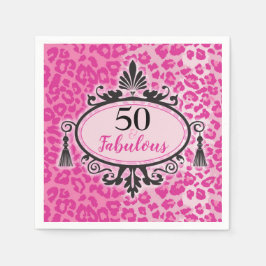 50 & Fabulous Pink Leopard 50. Geburtstag Napkins Serviette