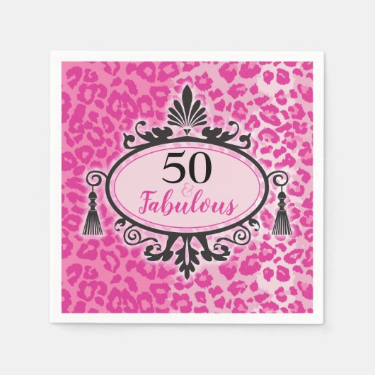 50 & Fabulous Pink Leopard 50. Geburtstag Napkins Serviette (Vorderseite)