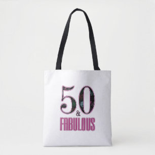 50 & Fabulous Pink-Schwarze Typografie 50. Geburts Tasche