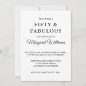 50 & Fabulous Polka Dots Schwarz-weiß Trendy Einladung (Vorderseite)