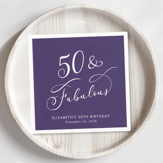 50 Fabulous Purple 50th Birthday Party Serviette