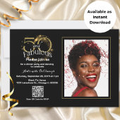 50 & Fabulous QR Code Black Gold Instant Download Einladung
