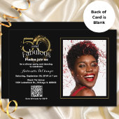50 & Fabulous QR Code Black Gold Instant Download Einladung