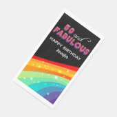 50 & Fabulous Rainbow Sparkle 50th Birthday Party Serviette (Ecke)