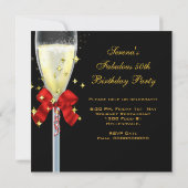 50 & Fabulous Red Gold Black Birthday Party Einladung (Rückseite)