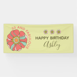50 & Fabulous Retro Floral Geburtstag Banner