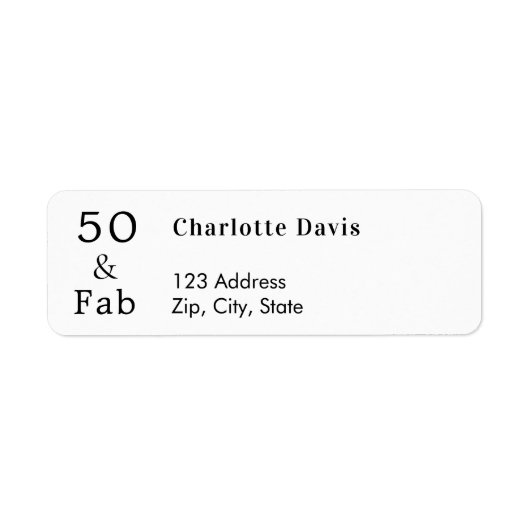 50 Fabulous Return Address Label (Vorne)