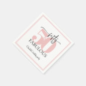 "50 & Fabulous" Rosa und Schwarz Geburtstag Serviette (Ecke)