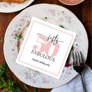 "50 & Fabulous" Rosa und Schwarz Geburtstag Serviette