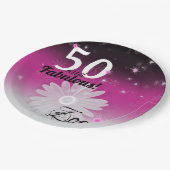 50 & Fabulous schwarz, pink, weiß mit Sternen & da Pappteller (Schrägansicht)
