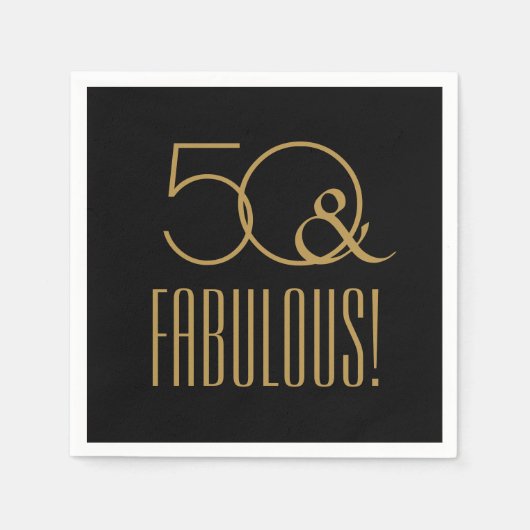 50 & FABULOUS! Schwarz und Gold 50. Geburtstag Serviette (Vorderseite)