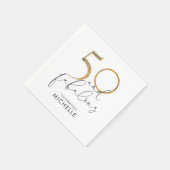 50 & Fabulous Schwarz-weiß Gold Personalisiert Serviette (Ecke)