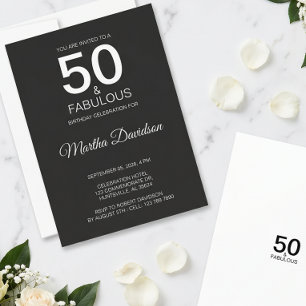 50 & Fabulous Schwarze Elegante Einladung