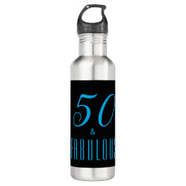 50 & Fabulous Sky Blue Black Birthday Edelstahlflasche