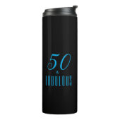 50 & Fabulous Sky Blue Black Birthday Thermosbecher (Nach links gedreht)