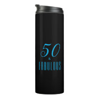 50 & Fabulous Sky Blue Black Birthday