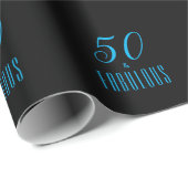 50 & Fabulous Sky Blue Black Geschenkpapier (Rolleneckpunkt)