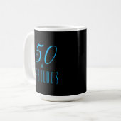 50 & Fabulous Sky Blue Black Kaffeetasse (Vorderseite Links)