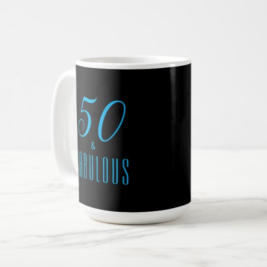 50 & Fabulous Sky Blue Black  Kaffeetasse (Vorderseite Links)