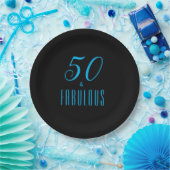 50 & Fabulous Sky Blue Black Pappteller (Party)