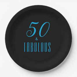 50 & Fabulous Sky Blue Black Pappteller