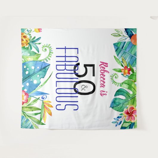 50 & Fabulous Tropical Floral Foto Stand Hintergru Wandteppich (Vorderseite (Horizontal))