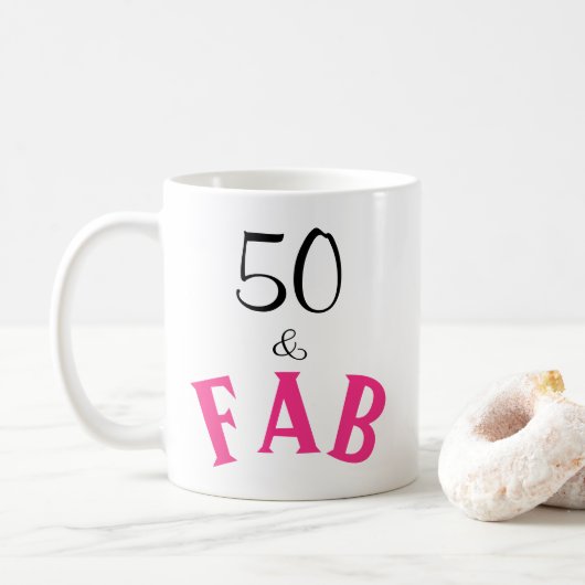 50 & Fabulous Typografie 50. Geburtstag Kaffeetasse (Mit Donut)