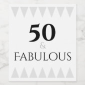 50 & Fabulous Typografie Silver Black Weinetikett (Einzelnes Label)