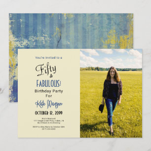 50 & FABULOUS Urban Ecru 50. Geburtstagsparty Foto Einladung