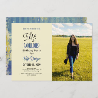 50 & FABULOUS Urban Ecru 50. Geburtstagsparty Foto Einladung