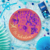 50 & Fabulous Vibrant Retro Floral Pappteller (Party)