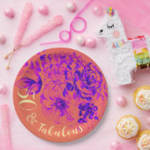 50 & Fabulous Vibrant Retro Floral Pappteller (Party)