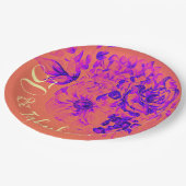 50 & Fabulous Vibrant Retro Floral Pappteller (Schrägansicht)