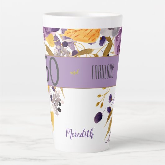 50 & Fabulous Watercolor Latte Tasse (Vorderseite)
