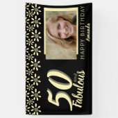 50 & Fabulous Yellow Daisy Blume Wasserfarbe Foto Banner (Vertikal)