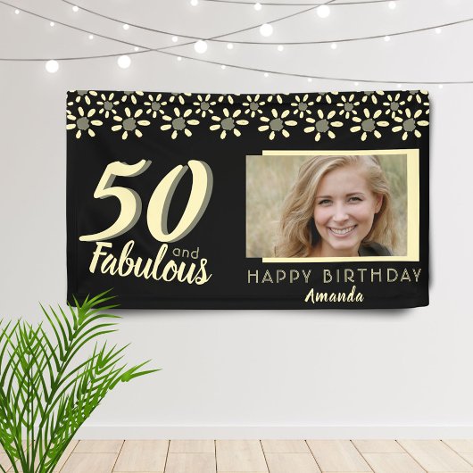 50 & Fabulous Yellow Daisy Blume Wasserfarbe Foto Banner
