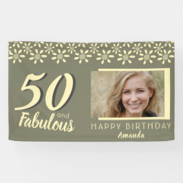 50 & Fabulous Yellow Daisy Blume Wasserfarbe Foto Banner