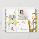 50 & Fantastic Elegant Champagner Heelse Gold Foto Einladung (Vorderseite)
