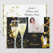 50 & Fantastic Elegant Champagner Shoes Gold Foto Einladung (Vorne/Hinten)