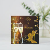 50 & Fantastic fabelhafte Gold Champagner Schuhe Einladung (Stehend Vorderseite)