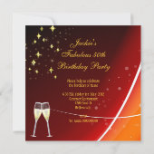 50 & Fantastic Fabulous Gold Red Orange Einladung (Rückseite)